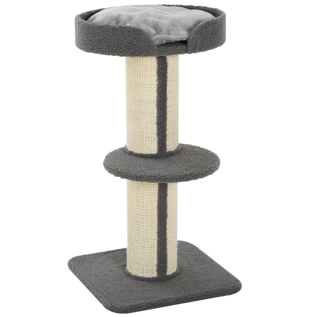PAWROOM - Kradsestolpe til katte, bæreevne 30 kg, kradsestolpe med platform, stald, sisal, grå