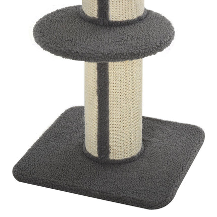 PAWROOM - Kradsestolpe til katte, bæreevne 30 kg, kradsestolpe med platform, stald, sisal, grå