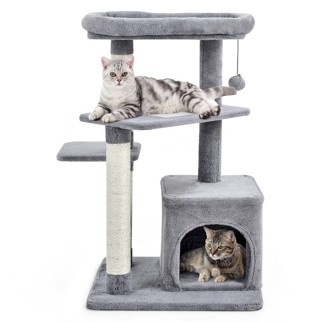 PAWROOM - Cat Tree with Sisal Posts, Plush Top Platform, Gray