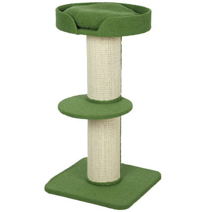 PAWROOM - Kattetræ 91 cm med seng, platforme, sisalstolper, grøn