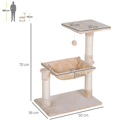 PAWROOM - Cat tree scratching post with sisal and plush hammock 50cm