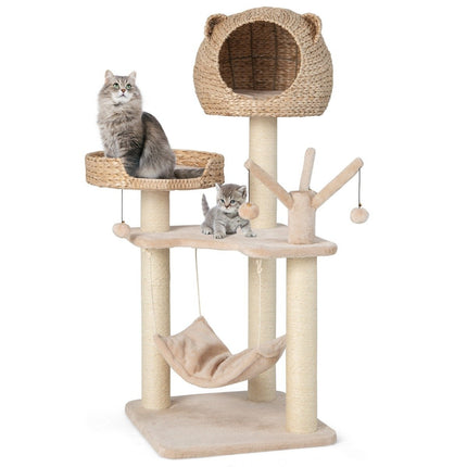 PAWROOM - 121 cm højt kattetræ klatretræ med kattehule naturlig