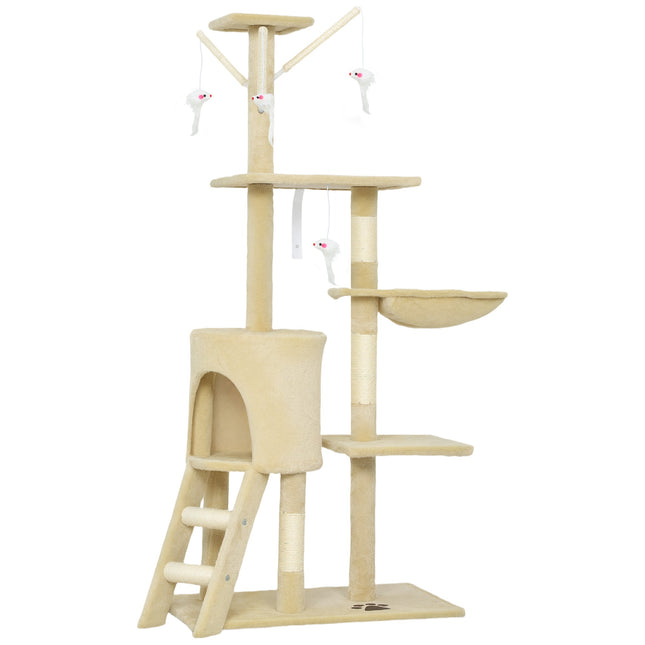 PAWROOM - Kradsetræ med hule, sisalstolper, legetøj, beige, katte <5kg