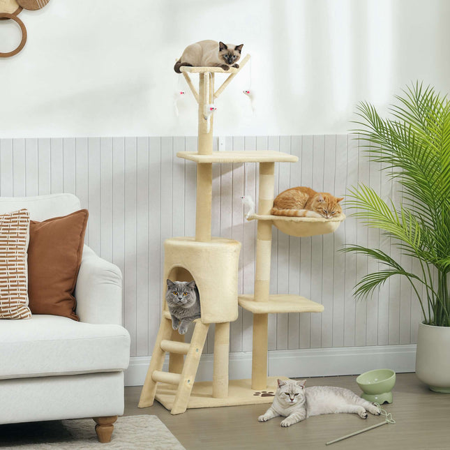 PAWROOM - Kradsetræ med hule, sisalstolper, legetøj, beige, katte <5kg