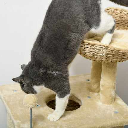 PAWROOM - Cat scratching post with cave and bed, 74 cm, Beige