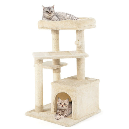 PAWROOM - Kattetræ med hule, blødt sæde, 85 cm, beige