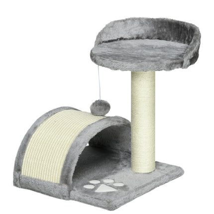 PAWROOM - Cat Scratching Tree with Sisal and Plush, Grey, 35.5x37x46 cm