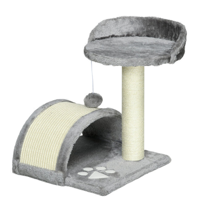 PAWROOM - Kradsetræ til katte med sisal og plys, grå, 35,5x37x46 cm