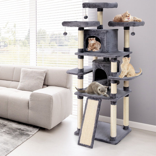 PAWROOM - 170 cm kradsestolpe, klatretræ, kattetræ, kattekradsestolpe, kradsemøbler, kradsestolpe, hule med legebolde