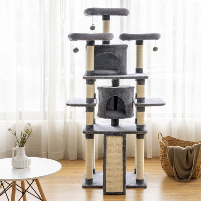 PAWROOM - 170 cm kradsestolpe, klatretræ, kattetræ, kattekradsestolpe, kradsemøbler, kradsestolpe, hule med legebolde
