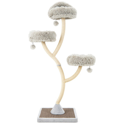 PAWROOM - 178 cm kattetræ med sisal kradsestolper & 3 varme liggeflader & plysbolde grå