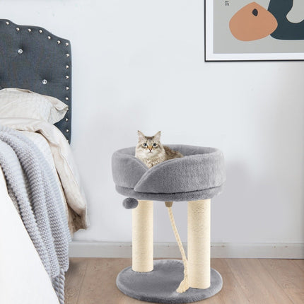 PAWROOM - Kattetræ kat kradsestolpe med blødt sæde sisal tårn til katte grå