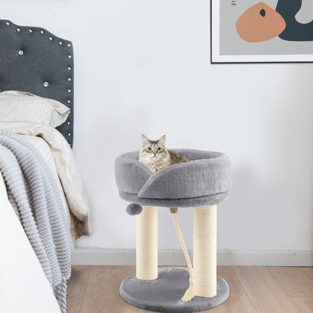 PAWROOM - Kattetræ kat kradsestolpe med blødt sæde sisal tårn til katte grå