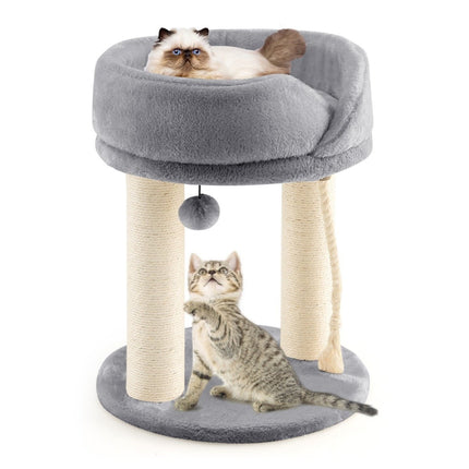 PAWROOM - Kattetræ kat kradsestolpe med blødt sæde sisal tårn til katte grå