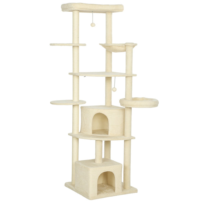 PAWROOM - Kradsetræ, 2m, i flere niveauer, sisal, hængekøje, beige