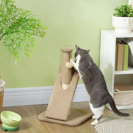 PAWROOM - Kradbestol, 54 cm kradsestolpe, sisal kat kradsestolpe med legebold, kradsestolpe til katte, kat kradsemøbel, indendørs, creme hvid