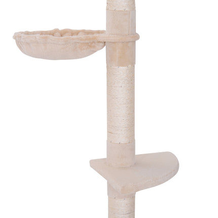 PAWROOM - Kradsestolpe Loft Høj Beige Højdejusterbart Kattetræ Med Sisal-Søjler, Til Klatring Og Ridsning, 40X34X230-260Cm