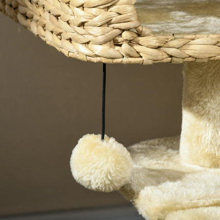 PAWROOM - Cat tree 98cm with Sisal, 2 beds, Toy Ball, Beige