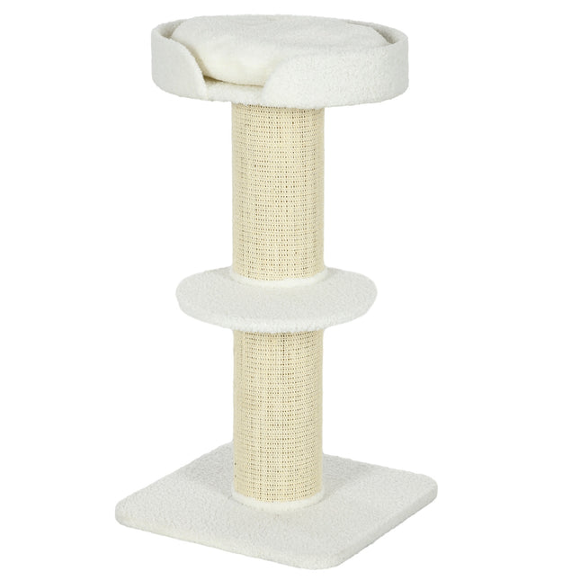 PAWROOM - Kattetræ 91cm legetræ med katteseng, platform lammeuldscreme