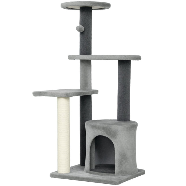 PAWROOM - Kradsetræ 103 cm med platforme og sisalstolper, grå