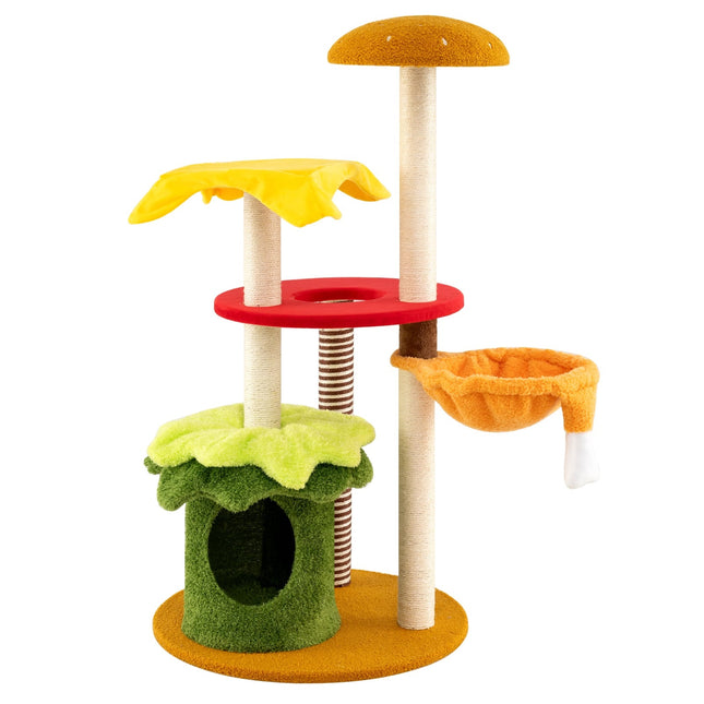 PAWROOM - Cat Tree with Basket, Scratching Boards, 117 cm