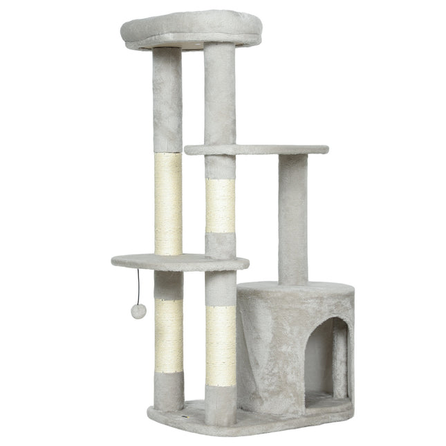 PAWROOM - Kattetårn 114 cm, Sisalstolper, Flere niveauer, Lysegrå