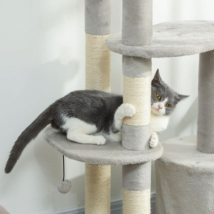 PAWROOM - Kattetårn 114 cm, Sisalstolper, Flere niveauer, Lysegrå