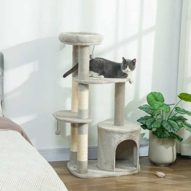 PAWROOM - Kattetårn 114 cm, Sisalstolper, Flere niveauer, Lysegrå