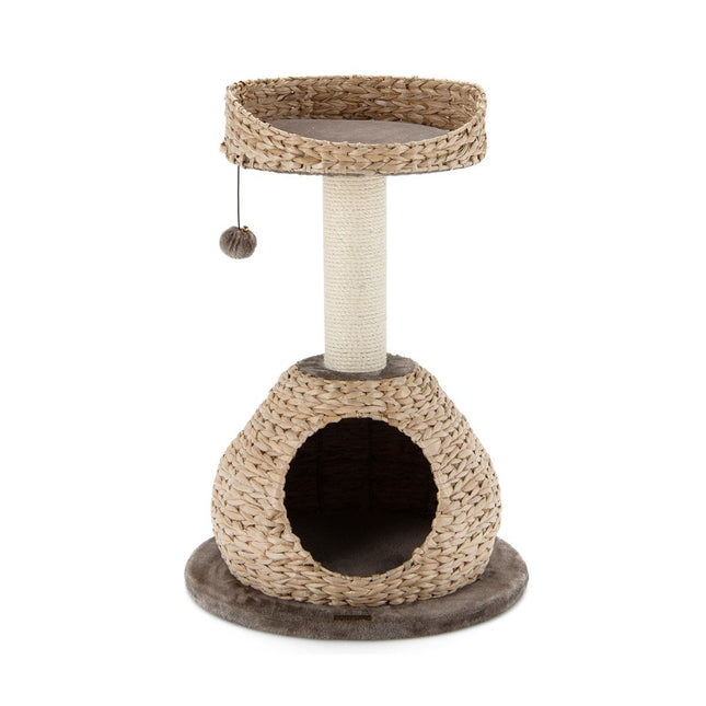 PAWROOM - Small cat tree with cave & natural sisal & handmade basket φ 48 x 70.5 cm