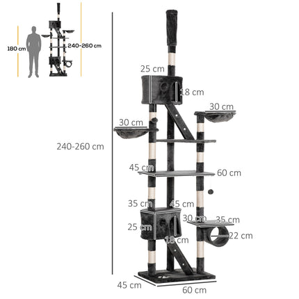 PAWROOM - Adjustable cat tree at ceiling height with scratching post