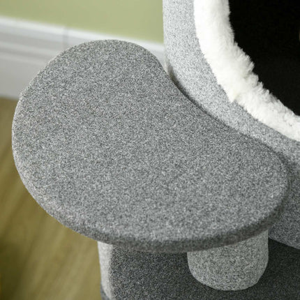 PAWROOM - Cat Scratching Barrel with Bed & Platforms, 99 cm, Grey