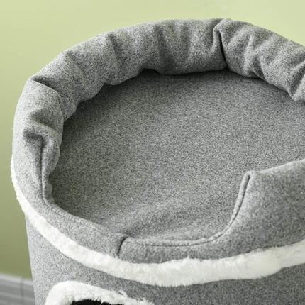 PAWROOM - Cat Scratching Barrel with Bed & Platforms, 99 cm, Grey