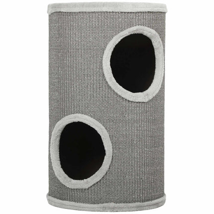 PAWROOM - Kradsetårn til katte, 2 niveauer, sisal og plys, lysegrå