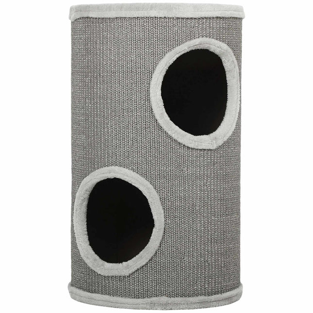 PAWROOM - Kradsetårn til katte, 2 niveauer, sisal og plys, lysegrå