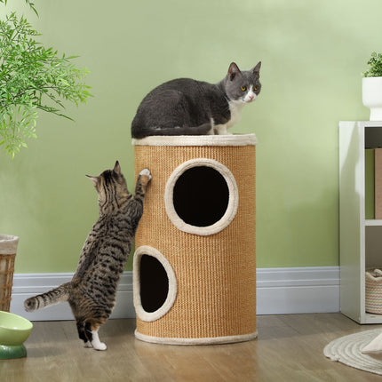 PAWROOM - Cat scratching post with 2 caves, Sisal, 60 cm