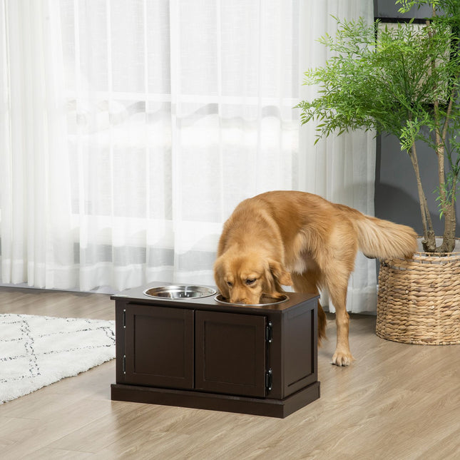 PAWROOM - Raised dog bowls with storage, 2 bowls for large dogs