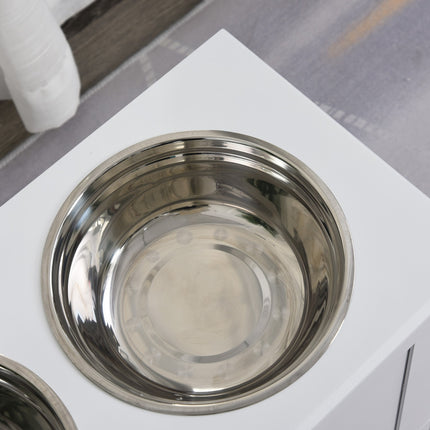 PAWROOM - Dog food station with storage - White, 60x30x41cm