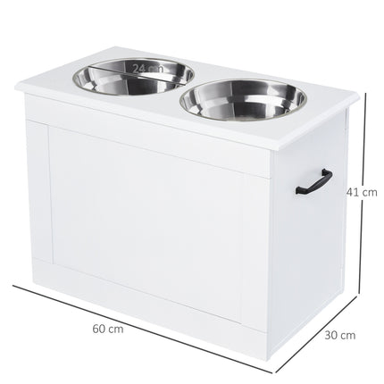 PAWROOM - Dog food station with storage - White, 60x30x41cm