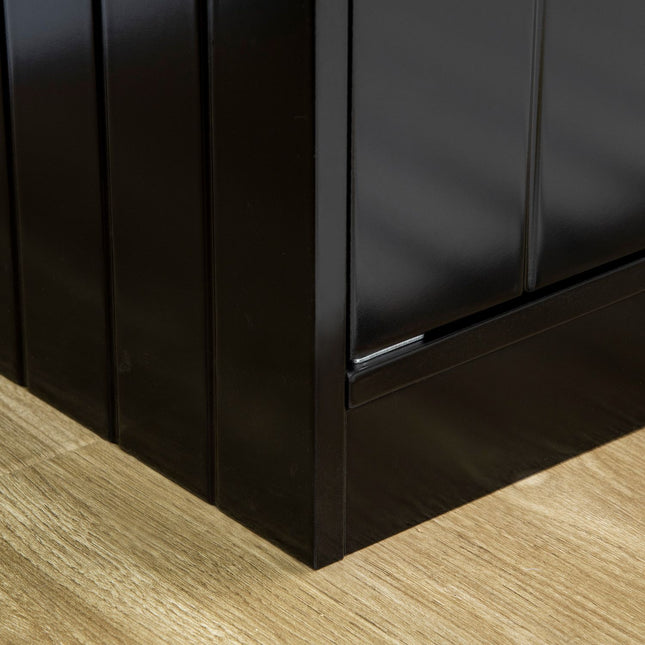 PAWROOM - Hundeskåle, forhøjet foderstation med 2 skåle i rustfrit stål, stativ til hundeskåle med 44L lagerplads, magnetiske døre, madskål, vandskål til store hunde, sort
