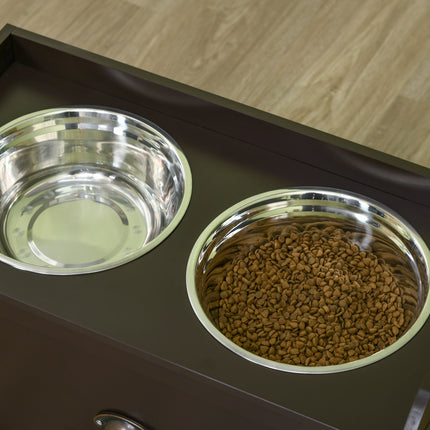 PAWROOM - Elevated dog feeding station, 2 x 2L bowls in stainless steel