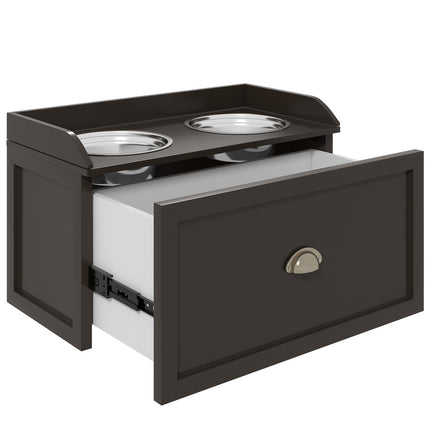 PAWROOM - Elevated dog feeding station, 2 x 2L bowls in stainless steel