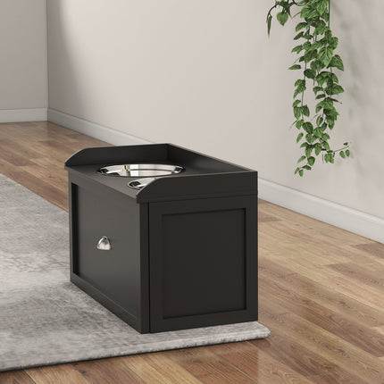 PAWROOM - Elevated Dog Bowl Stand with Storage Drawer, Stainless Steel