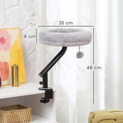 PAWROOM - Desk Cat Bed with 360 Rotation, Adjustable Height, Grey