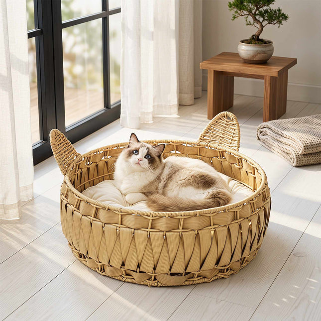 PAWROOM - Rattan katteseng i hule, aftagelig hynde, op til 10 kg