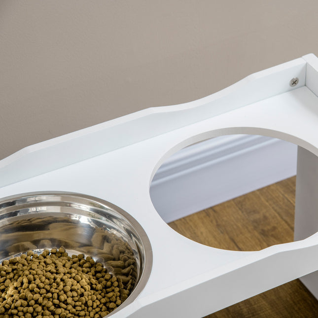 PAWROOM - Hævet Hundeskål, Madskål Med Hævet Kant, 2 X 2L Aftagelig Hundeskål I Rustfrit Stål, Foderskål Til Meget Store Hunde, Hvid