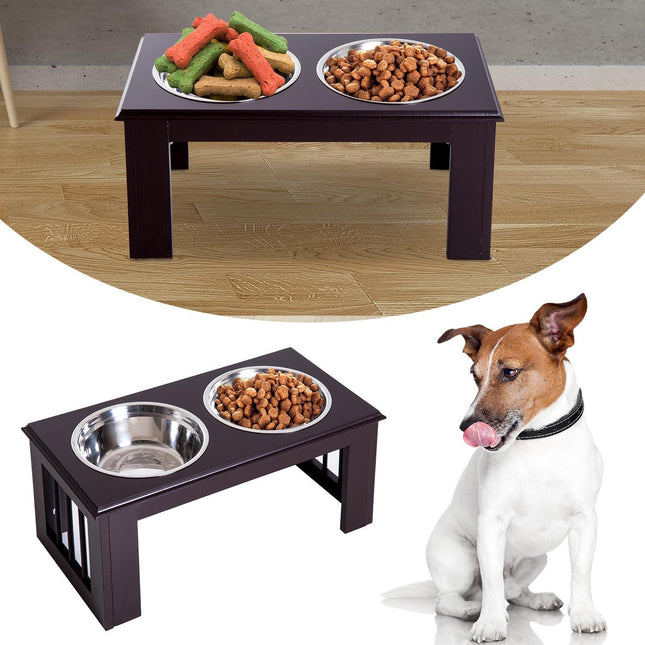 PAWROOM - Raised Dog Bowl Stand - Stainless Steel, 23""x12""x10""