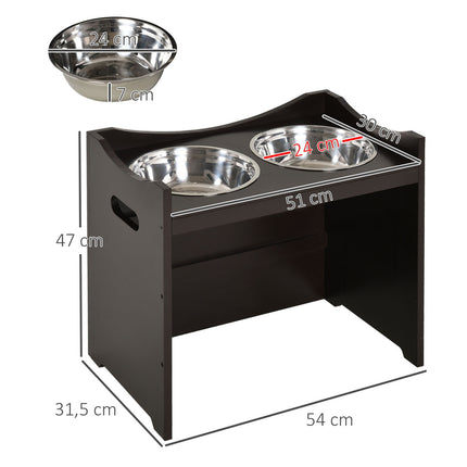 PAWROOM - Adjustable dog feeding station, stainless steel bowl, 54 cm