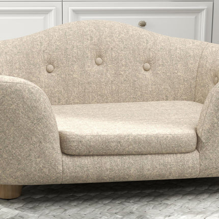PAWROOM - Hundesofa baglomme plysbetræk med pude, katteseng, velegnet til små hunde, fyrretræ, 70 x 47 x 30 cm, cremehvid