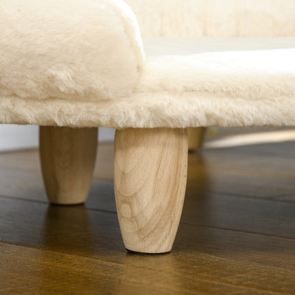 PAWROOM - Hyggelig Pet Sofa Forhøjet Design Hundesofa Kat Sofa Træben Flanell Creme 47X40X20Cm