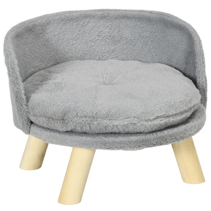 PAWROOM - Hundeseng Katteseng, Hundesofa Med Skridsikre Træfødder & Pude, Indendørs, Grå, 40,5X40,5X33Cm